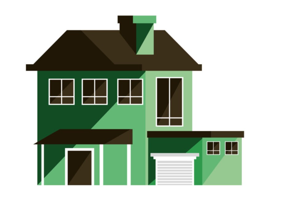 北面が影になっているお家のイラスト画像