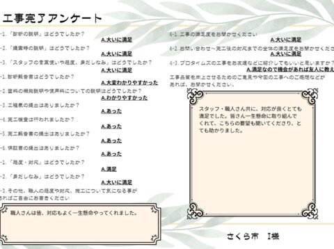 スタッフ・職人さん共に、対応が良くとても満足でした。