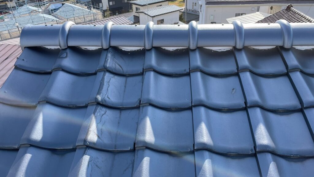 宇都宮市での修理後の屋根瓦の漆喰