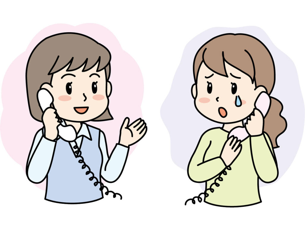 宇都宮市で外壁訪問の悪徳業者の被害に遭い、相談しているイラスト