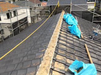 宇都宮市の漆喰補修における既存撤去後の状態