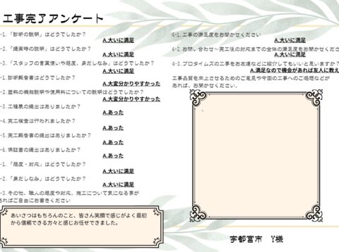 あいさつはもちろんのこと、皆さん笑顔で感じがよく最初から信頼できる方々と感じお任せできました。