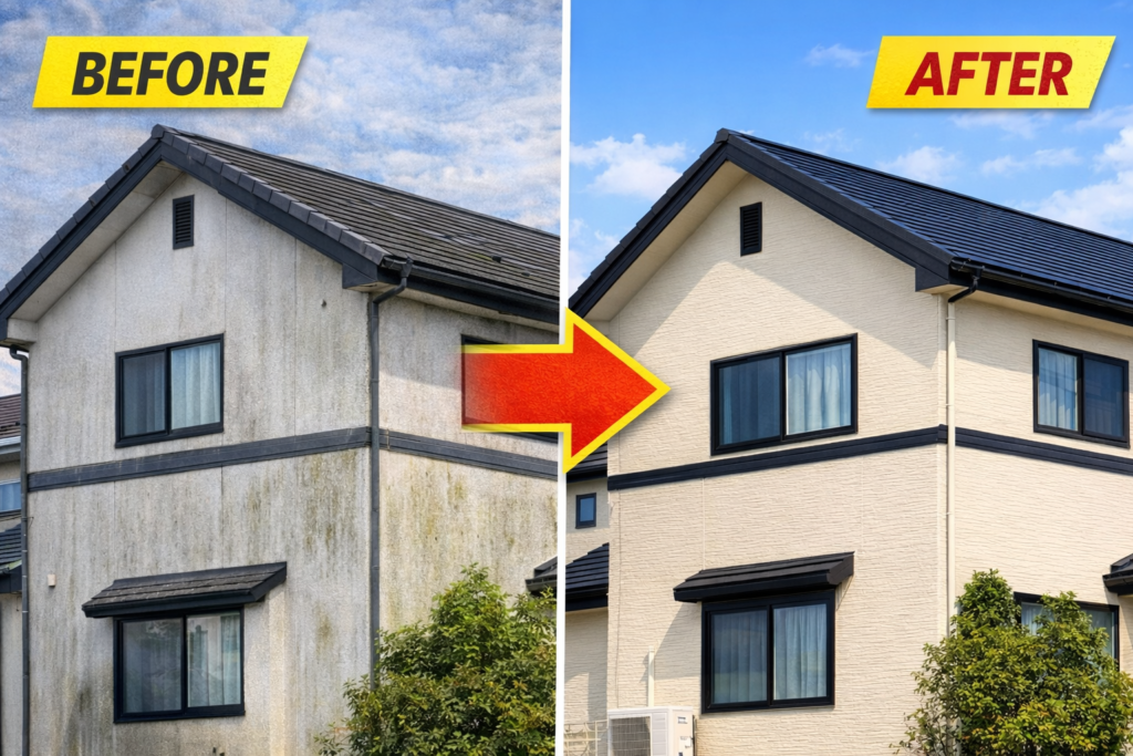 外壁汚れビフォーアフター