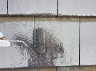 さくら市|屋根塗装|中塗り|モニエル瓦