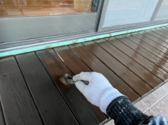 芳賀郡 濡れ縁塗装